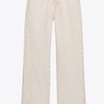 ZARA The 90s Full Length Raw Hem Side Slits Jeans in Cream, Size 6 Photo 3