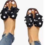 Womens Black and White Bow Accent Slide sz 8 Photo 0