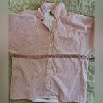 Vintage 70s Red Striped Button Down Shirt Dolman Sleeve Boxy Fit Blouse Size M Photo 5