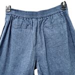 Banana Republic  Linen Blend Wide Leg Cropped Pants Blue Herringbone Size Small Photo 4