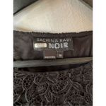 SACHIN & BABI NOIR Black Floral Lace Sheath Mini Dress Double Back Bow Tie Wome Size 10 Photo 3