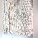 Roz & Ali  M Tweed Fringe Knit Look Crystal Button Lightweight Preppy Jacket Photo 2