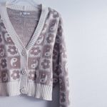 American Eagle Plaid Flower Ying Yang Button Down Long Sleeve Sweater Photo 2