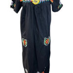 Vintage Hispanic maxi dress black Peru traditional embroidered cotton Size M Photo 0