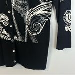 White House | Black Market WHBM Black & White Paisley Rhinestone Button Cardigan Size Small Photo 7