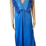 Val Mode Vintage 70s Blue Lace Ruffle Sultry Lingerie Intimates Maxi Slip Dress Size undefined Photo 0
