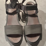 Sorel  Grey Chunky Wedge Sandals Leather Footwear Photo 0