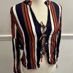 Tularosa Top Blouse Long Sleeve Striped Tie Front 70s Stripe Retro Nala Small S Photo 1