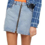 Topshop  Moto Zip Front‎ Denim Mini Skirt Size 4 Photo 0