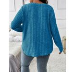 SheIn Curve NWOT Blue V-Neck Ribbed Knit Top Photo 1