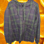 The Limited  America Purple‎ and Green Plaid  1/4 Zip Windbreaker Size Large Photo 0