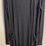 Joah Brown  Soleil Cardigan in Dark Heather Gray Ribbed high low pocket size: OS Photo 0
