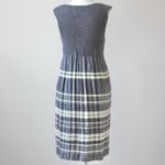 Max Studio  Slate Grey Light Yellow Stripe Sleeveless Scoop Smock Dress Small Photo 5