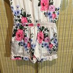 Victoria's Secret Pale Pink Striped Floral Silk Feel Romper Pajamas One Piece M Photo 12