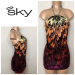 New. SKY multicolored silk mini dress with crystal rope at neck. Retails $249 Black Size XS Photo 1