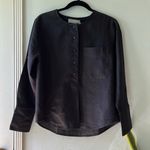 Everlane The Linen Popover Shirt in Black •Size 4 •NWT Photo 4