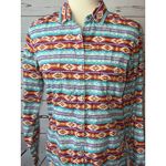 Panhandle Western Top Womens Medium Aztec Southwest Pearl Snap Cowgirl Rodeo Orange Photo 1