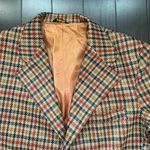 Vintage Fall Tan Checkered Blazer Brown Size L Photo 1