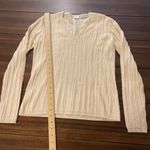 TSE Womens V-Neck Cable Knit Cashmere Sweater Size M Cream, Beige Photo 2