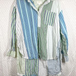 Anthropologie Maeve Blue Green Striped Hi Low Tunic Top Photo 0