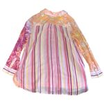 Soft Surroundings Altura Gauze Floral Button Up Shirt Tunic Striped Blouse Photo 2