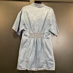 frame denim FRAME Seam Detail shoreline wash Short Sleeve Button Up Denim Mini Dress Blue XL Photo 2