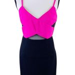Lucy Paris Fuchsia Black Color Block Cut Out Mini Dress Size Large Photo 1