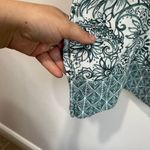 Sigrid Olsen Linen Blouse Size L Teal White Floral Boho Resort Vacation Chic Photo 3