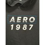 Aeropostale Gray/White Hoodie Sweatshirt Size L Long Sleeve Logo Graphic Pocket Photo 1