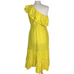 Lisa Marie Hernandez Linen Blend Polka Dot Ruffle Dress Yellow Size XS NWT Photo 4