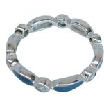 Sterling Silver 925  Blue Enamel Stack Ring Sz 4.25 Photo 0