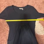 LOGO By Lori Goldstein Dress Sz M MIDI Maxi w/Chiffon Trim Black Quarter Sleeve Photo 2