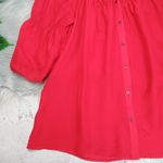 Anthropologie VANESSA VIRGINIA Silvi Red Silk Sheer Peasant Blouse Womens Size S Photo 8