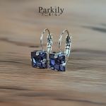 Handcrafted earrings with Swarovski tanzanite crystal Silver Photo 1
