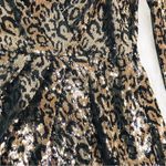 ASTR ‎ Selene Leopard Print Sequin Mini Dress Gold Black Wrap Mobwife Size Small Photo 6