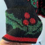 Holiday Time Vintage  Christmas Sweater Black Wreath Lurex Knit Small Photo 3