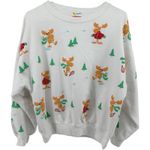 Vintage Lifestyles Christmas Sweatshirt Reindeer 90s USA Puff Print White OS XL Photo 0