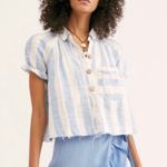 Free People We The Free Away At Sea Cropped Shirt Photo 0