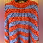 ZARA  Chunky Knit Crew Neck Oversized Striped‎ Sweater Balloon Sleeves Size Small Photo 10