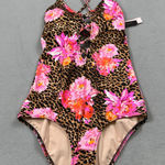 Victoria's Secret One Piece Swimsuit XS Leopard Floral Lace Up Crisscross NWT Photo 0