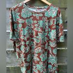 Free People We the Free Nina Floral Printed Tee Brown Green Photo 2