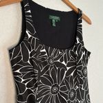 Ralph Lauren Black White Geo Floral Chino Fit Flare Tank Dress Stretchy Flowers Photo 2