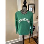 J.Crew Green “Vacation” Graphic Sweatshirt Green Sz Small Long Sleeve Cotton Photo 2