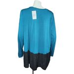 LOGO By Lori Goldstein Aqua Black Lace Detail Long Sleeve Top Womens Large NWT Photo 7