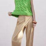 ZARA Neon Green Woven Handcrafted Chunky Knit Sweater Vest Photo 6
