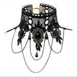 Gothic Retro Black Lace Lolita Necklace Pendant‎ Vampire Chain Lace Necklace Photo 11