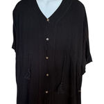Pink Lily Womens  Black Gauze Button Down Tassel Tunic Top Blouse Coverup - Sz S Photo 0