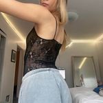 H&M black fitted v neck lace cami bodysuit Photo 1