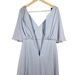 After Six After‎ Six Style 1565 Silver Dove Chiffon Flutter Sleeve V Neck Maxi Dress 6R Photo 2