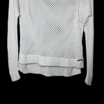 Michael Kors Women's Mesh Open Knit Crochet Pullover Sweater M Cream Gold Logo Photo 8